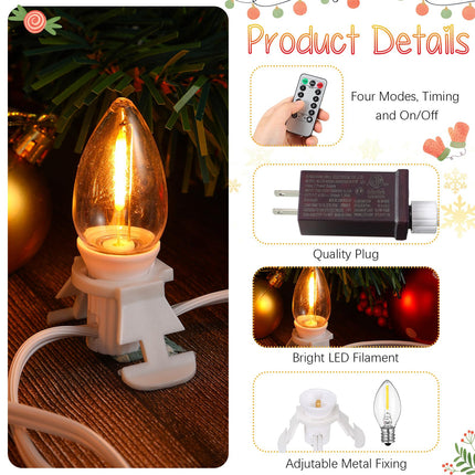 Retisee 2 Pcs Christmas Accessory Cord with 5 C7 LED Light Bulbs and Outlet 9.84 ft Christmas Village Light Accessory Cord with Remote Control for Christmas Village Houses Craft Decoration