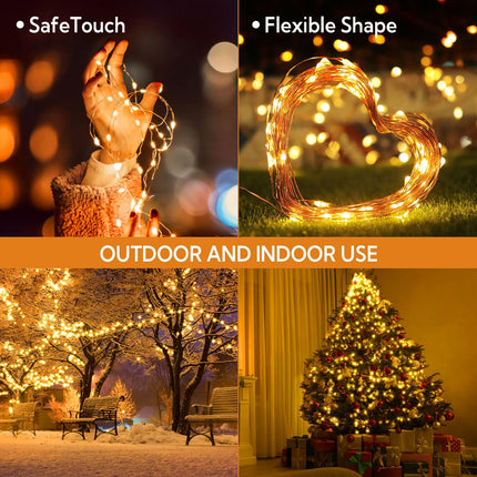 4 Pack Solar String Lights for Outside, 400LED 160FT Bright Solar Lights Outdoor Waterproof, Copper Wire with 8 Modes Fairy Lights for Tree Garden Party Wedding Halloween Decor (Warm White)