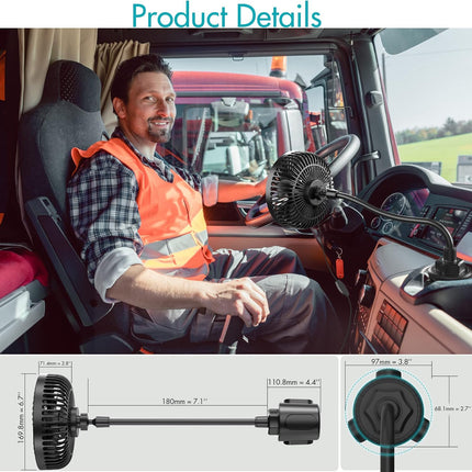 Car Fan, Usb Powered 6 Golf Cart Fan, 3 Speeds Portable Car Air Conditioner, 360° Rotation Car Cooling Fan With Flexible