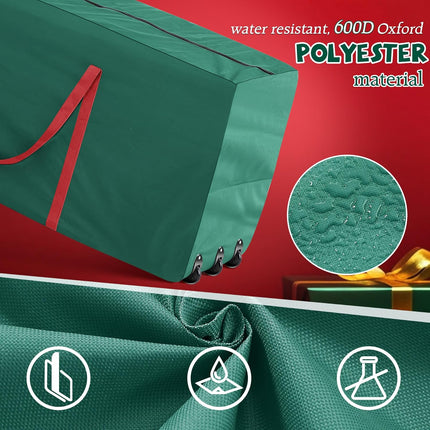 Meonum 2 Pack Rolling Tree Storage Bag, Extra Large Storage with 3 Wheels for 9FT Artificial Christmas Holiday Tree and Small Zippered Bag for 4FT Artificial Xmas Tree, Wreath and Accessories(Green)
