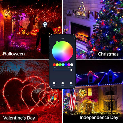 Smart Christmas String Lights - 196FT 600 RGB LEDs WiFi Christmas Lights with App Controlled Multi-Color Changing Work with Alexa & Google Home for 6-8ft Christmas Tree