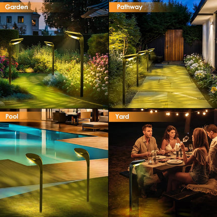 Solar Pathway Lights Outdoor, Upgraded Brighter Solar Garden Lights Waterproof, 3500K 6500K Landscape Lighting Modes Solar Lights