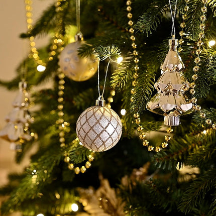 Valery Madelyn Christmas Ball Ornaments, 100ct White and Gold Shatterproof Christmas Tree Decorations Set, Elegant Hanging Ornaments for Xmas Trees Bulk Holiday Decor
