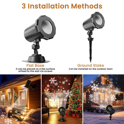 Snowflake Christmas Projector Lights Outdoor, Single-Head Dynamic Snowfall Projection Light, Waterproof Xmas Decoration Lighting for Wall Patio Yard Indoor Wall