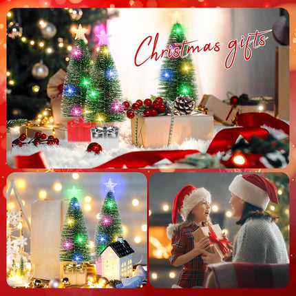 Mini Christmas Tree with Lights, 4 Pack Tabletop Christmas Tree with Lights for Christmas Decorations Indoor Xmas Holiday Party, Christmas Centerpieces for Tables (4)