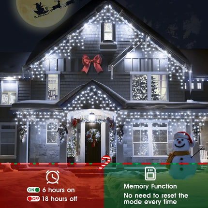 Hezbjiti 620LED Christmas Lights Outdoor 68FT ice Lights with 8 Modes Timer Memory Waterproof String Lights Plug in for Xmas Holiday Eaves Party Yard Garden Decor.