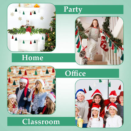 WILLBOND 4 Pieces Christmas Tassel Garland Merry Christmas Felt Garland Tassel Banners Decoration for Christmas Tree Classroom Home Supplies(3.1 Inch,Red, White, Light Green, Dark Green)