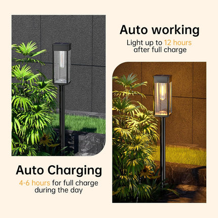 Solar Pathway Lights For Outside Garden,4 Pack Bright Garden Lights Solar Outdoor, Waterproof Solar Lights For Yard Patio Lawn