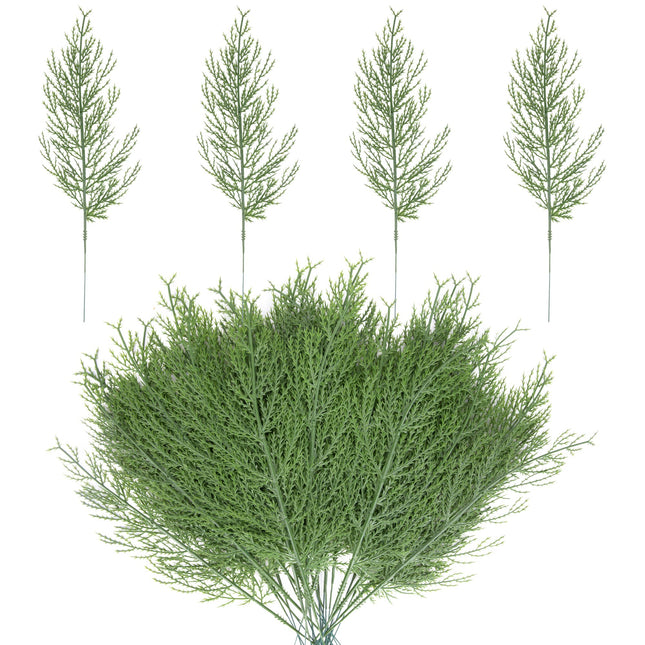 Alpurple 40 PCS Artificial Pine Leaves Branches-13.7 Inches Fake Greenery Pine Sprigs-Faux Pine Leaves Picks for DIY Garland Wreath Christmas Embellishing and Home Garden Decoration (40PCS)