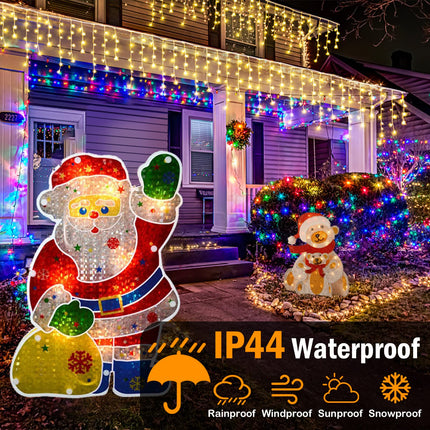 Hezbjiti Christmas Lights Decorations Outdoor, 800 LED 65.6 FT 8 Modes 150 Drops Fairy String Curtain Lights for Christmas Decor Eaves Window Party Yard Garden Indoor (Warm White)