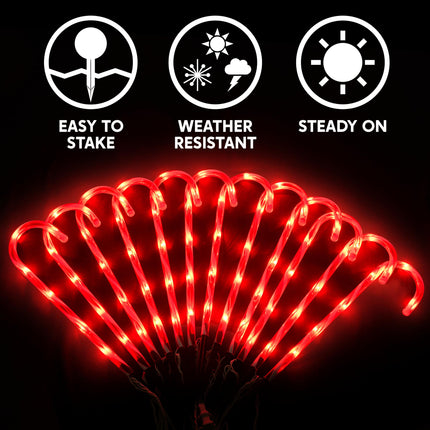 JOIEDOMI 23" Christmas Candy Cane Lights, Christmas Pathway Lights with 72 Red LED, 12 Packs Candy Christmas Lights Candy Cane Pathway Lights for Outdoor, Yard, Walkway, Lawn, Garden Decor