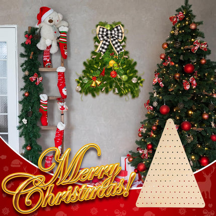 3 Pcs Triangle Wreath Board Form Christmas Wood Wreath Boards Triangular Wreath Frame Mesh Flower Boards for Wreaths with 100 Wire Ties and Three Bows for Making Deco Mesh Christmas Tree Wreath