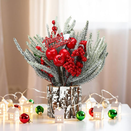 2 Pcs Mini Christmas Tree Table Top Christmas Tree Small Christmas Tree, Tree Decorations with Christmas Ornaments for Home Thanksgiving Christmas Party Decor, Red, Indoor (Classic)