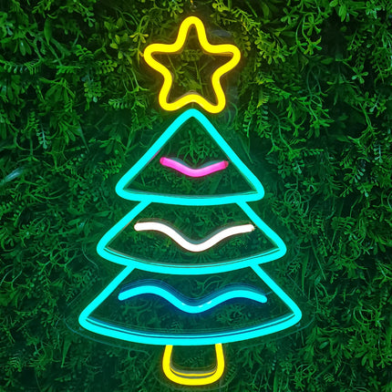 Christmas Tree Neon Lights for Christmas Decor LED Xmas Tree Neon Sign for Christmas Party, Wall, Home, Bedroom,Decoration,(Plug Included)