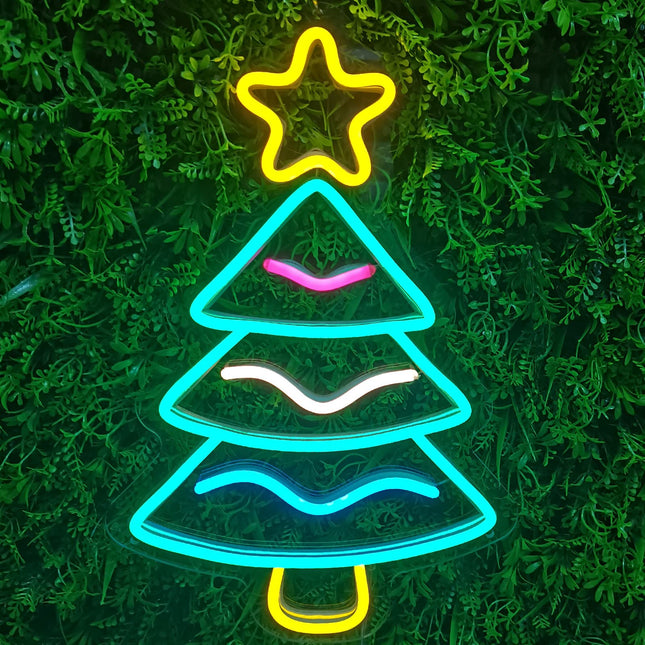 Christmas Tree Neon Lights for Christmas Decor LED Xmas Tree Neon Sign for Christmas Party, Wall, Home, Bedroom,Decoration,(Plug Included)