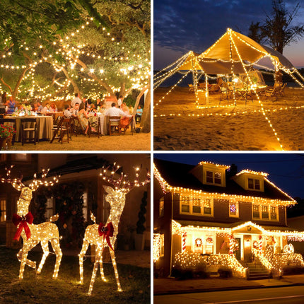 4 Pack Solar String Lights for Outside, 400LED 160FT Bright Solar Lights Outdoor Waterproof, Copper Wire with 8 Modes Fairy Lights for Tree Garden Party Wedding Halloween Decor (Warm White)