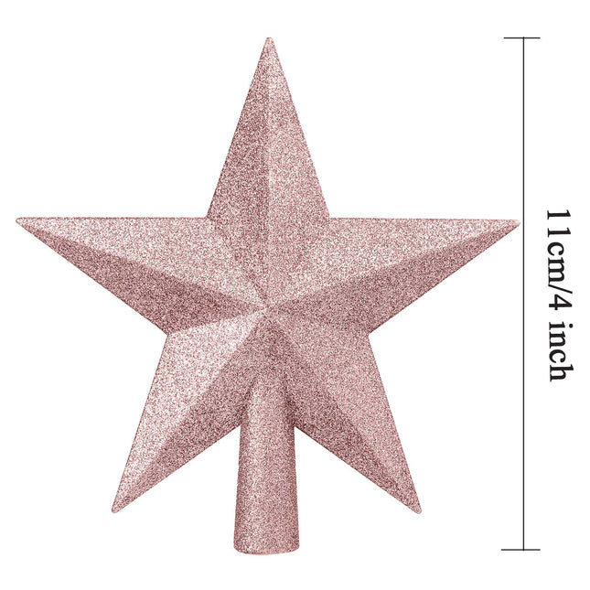 Aneco 4 Pieces 4 Inches Glitter Mini Christmas Tree Topper Mini Xmas Tree Topper Ornaments for Small Christmas Tree Decoration