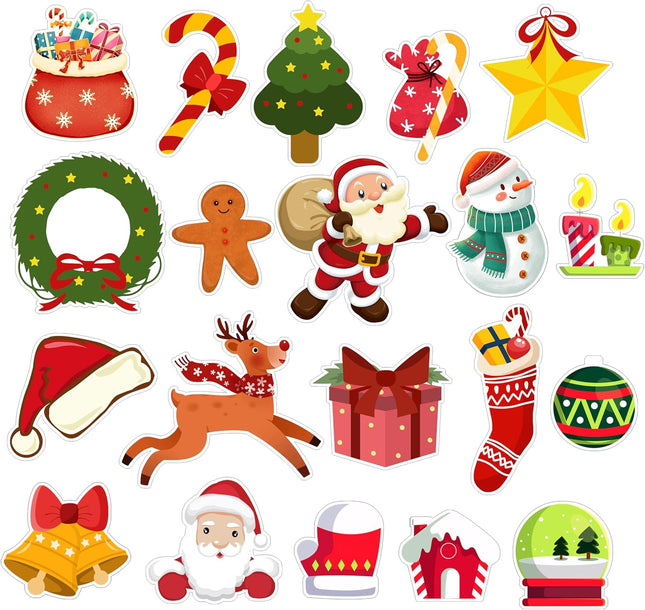 Christmas Window Clings, Christmas Window Stickers for Glass, Reusable Removable Waterproof Xmas Gel Window Clings with Santa Claus, Christmas Stockings, Snowman, Reindeer, Santa Hat, Tree
