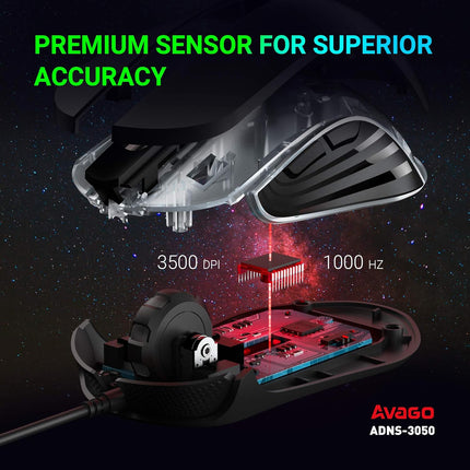 AM6 AM8 Gaming Mouse 4Dpi Levels (800, 1600, 2400, 3200) I Programmable Buttons I Wired Ergonomic USB Mouse (AM8)