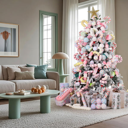 LANGXUN 6pcs Candy Land Christmas Decoration, 10 inch Lollipop Hanging Candy Cane Christmas Tree Décor, Christmas Ornaments Crafts, rbol de Navidad Decoración, Indoor Outdoor Xmas Party
