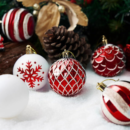 Joiedomi 36 Pcs Red and White Christmas Ball Ornaments Set, 2.36” Shatterproof Christmas Hanging Tree Decoration, Xmas Balls Ornaments for Tree Present Banister Wreath Garland Indoor Party Supplies