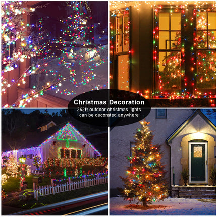 Christmas Lights 800LED 262FT,IP65 Waterproof Plug in Christmas Tree Lights with Remote,Timers,8 Modes,Plug in LED Christmas Lights,for Xmas Bedroom Yard Garden Party Decorations