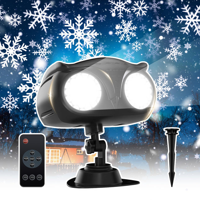 Christmas Snowflake Projector Lights, Indoor Outdoor Holiday Projector Light with Remote Control, IP65 Waterproof Double Head Landscape Decorative for Xmas Party Year Wedding Garden Patio Decor