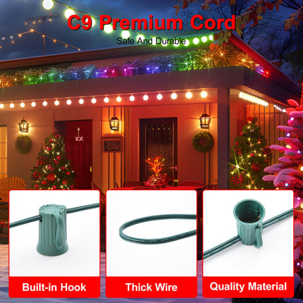 Ultimate Unicorn 500 FT C9 Light Socket Set Spool, Christmas Stringer Bulk Reel 12" Spacing, C9 Light Strand Green Wire, Christmas Stringer with E17 Sockets (10 Pairs of Plugs Included)