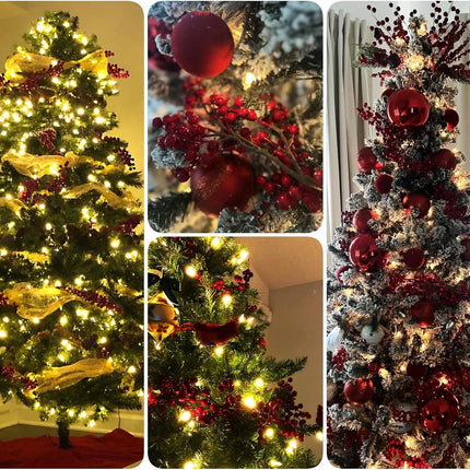 Christmas Red Berry Garland, 6FT Artificial Red Berry Garland Bendable Stems for Christmas Tree Fireplace Home Party, Burgundy Red Berry Wreath for Christmas Year Holiday Winter, 1pcs