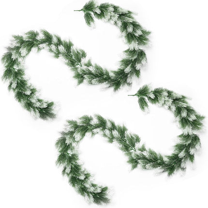 Cindeer 2 Pcs 6 Ft Christmas Cedar Garland Artificial Snow Pine Garland Christmas Gradient Cypress Garland for Mantel Fireplace Table Runner Centerpiece Decor Holiday Christmas Tree Decorations
