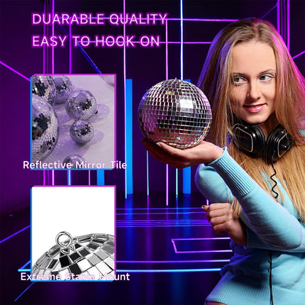 54 Pcs Disco Ball, Hanging Disco Ball Decor Mini Silver Disco Ball Cake Topper Mirror Ball Decorations 74s Disco Themed Party Wedding Christmas Supplies