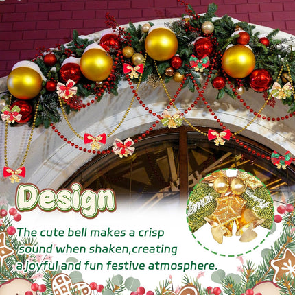 40 Pcs Christmas Bows with Bells,Xmas Wreath Bow Bells Craft Decorations,Christmas Tree Bowknot Hanging Ornament Xmas for Holiday Party Supplies,Xmas Decor Accessories