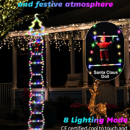 Christmas LED Ladder Lights, 10ft Christmas Decorative Light with Climbing Santa Claus, Christmas Decorations Lights for Indoor Outdoor Garden Xmas Tree Decor (Christmas Tree-A)
