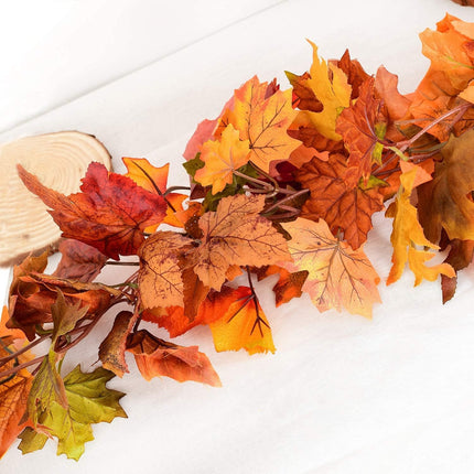 Artiflr 3 Pack Fall Maple Leaf Garland Artificial Maple Garland, Autumn Hanging Fall Leave Vines for Indoor Outdoor Wedding Thanksgiving Dinner Party Decor