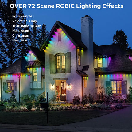 Permanent Outdoor Lights, 100ft with 72 LED Eaves Lights IP67 Waterproof, Smart RGB Outdoor Lights with 54 Scene Modes, Music Sync Work with Alexa Google for Halloween Christmas Decor Party Home Decor