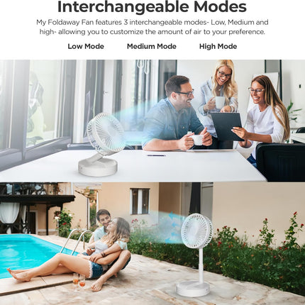 My Foldaway Rechargeable Fan, All In 1 Folding Fan For Bedroom/Desk And More, Portable Travel Fan Fits In Suitcase, 10 Hour Batte