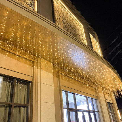 LED Icicle Christmas Lights, 16.4FT 216 LEDs Fairy String Lights Extendable Curtain 8 Modes Dangling Twinkle Novelty Hanging Lights for Ceiling Garden Party Decorations, Warm White 5M