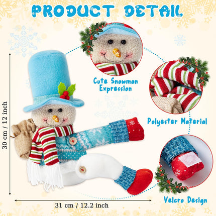 WATINC Christmas Tree Topper Snowman - Unique Xmas Santa Tree Topper Decorations, Funny Snowman Hugger Plush Stuffed Decor for Home Festival Holiday Treetop Wine Curtain Wreath Ornament