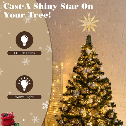 Lewondr Christmas Tree Topper Star, 13inch Xmas Tree Topper with LED Light Beads, Remote & USB Operated 10-Point Star Treetop for Home Christmas Tree Decoration, 6H Timer & 8 Lighting Modes, Silver