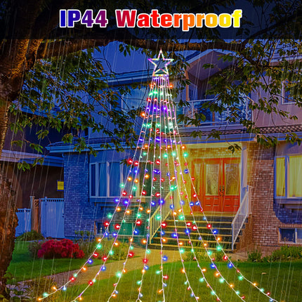 Outdoor Christmas Decorations Star String Lights, 320 LED 11.5 ft Waterfall Tree Lights with 8 Lighting Modes Christmas Star Lights for Indoor Outdoor Yard Home Festival Party Xmas Year Decor