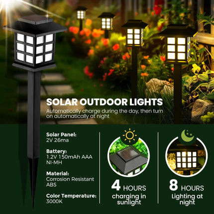 GIGALUMI Solar Outdoor Lights2 Pack LED Solar Lights Outdoor Waterproof Solar Walkway Lights Maintain 10 Hours of Lighting for Your Garden Landscape Path Yard Patio Driveway Plastic Black