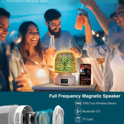 Night Light Bluetooth Speaker Alarm Clock Bedroom Bedside Table Lamp 360 Rotation 7 Color Changing LED Dimmable Nightlight,Cool Birthday Christmas for 13 14 15 16 17 18 Year Old Teens Boys Girls