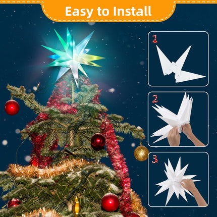 Christmas Star Tree Topper Moravian Star Light, LED Bluetooth App & RGB Remote Control Star Lights, Music Sync Color Changing, Indoor and Outdoor Hanging Xmas Bethlehem Star(20 inch)