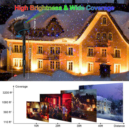 Christmas Decoration,Laser Christmas Projector Lights Outdoor,MOSSNDAR Moving RGB Laser Projection Light,Firefly Light Show with RF Control,Waterproof Holiday Projector for Xmas Garden Party Year