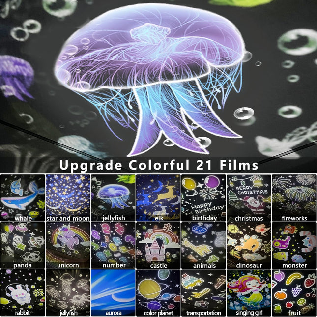 21 Sets of Films, Projector Night Light for Kids Bedroom, Ceiling, Remote Control & Bluetooth Speaker, Baby Night Light Projector, Star Galaxy Projector for Baby Girls, Christmas, Nursery, Room Decor