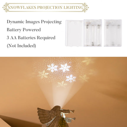 Valery Madelyn Christmas Angel Tree Topper with LED Rotating Snowflakes Projector Lights, Lighted Silver Treetop with Built-in Night Lights Projection for Xmas Party Holiday Crown Tree Decorations