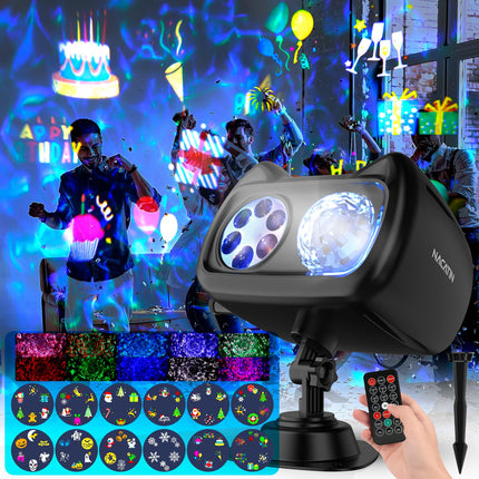 Christmas Projector Lights, NACATIN 2-in-1 HD Effects (72 Patterns + 10 Water Waves) Water-Resistant Holiday Projector Lights Outdoor with Remote Control for Xmas Halloween Birthday Party