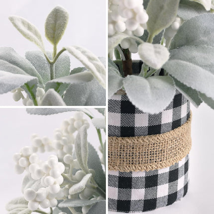 Flocked Lambs Ear Tabletop Mini Small Table Top Winter Christmas Tree,10" Artificial Little Potted for Christmas Decor, for Home Indoor Holiday.
