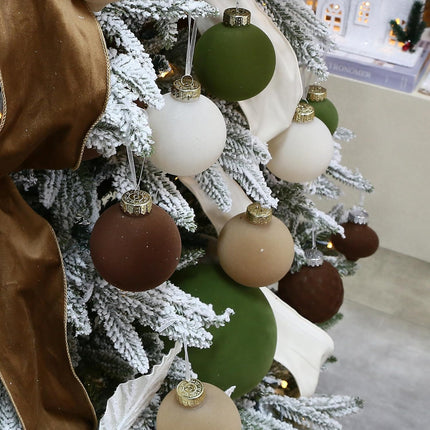 Sea Team 16-Pack Flocked Velvet Christmas Tree Ball Ornaments Set, Decorative Hanging Baubles, Shatterproof Plastic Decorations for Xmas Tree, Wreath, Garland, 80mm/3.15 Inches, Prairie Fall