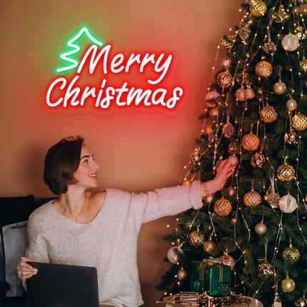 Merry Christmas Neon Sign Christmas LED Neon Lights for Wall Decor Dimmable LED Signs for Bedroom Home Bar Pub Christmas Year Party Decorations
